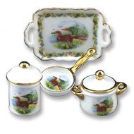 Dollhouse Miniature Wild Duck Serving Set by Reutter Porcelain