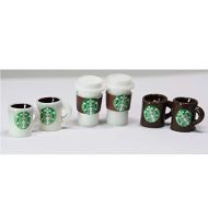 Dollhouse Miniature Set of 6 Popular Coffee Chain Cups