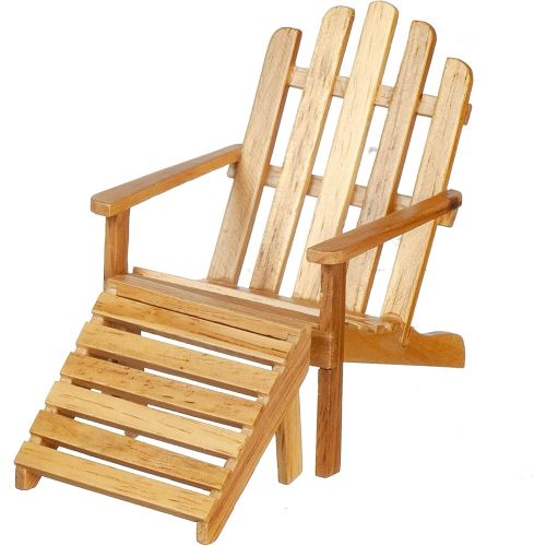  Dollhouse Miniature Adirondack Chair and Foot Stool in Wood