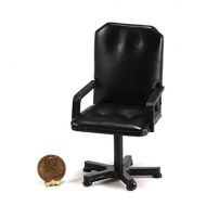 Dollhouse Miniature Black Leather Look Office Desk Chair by Town Square Miniatures