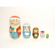 DollladyUkraine Santa and Helpers Nesting doll 5 pieces, Matryoshka Doll 4.3/11 cm, Christmas Gifts, Funny Gifts, Kids Room Decor, Christmas Decor