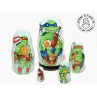 /DollladyUkraine Teenage Mutant Ninja Turtles Nesting Dolls 11 cm, Kids Gift, Matryoshka Doll 5pcs, Funny Gifts, Kids Room Decor, Gift for kids, Cartoon Toys