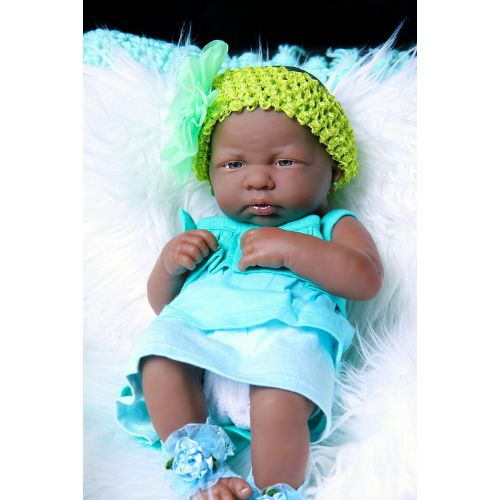  Doll-p My Cute African American Baby Girl Realistic Berenguer 15 inches Anatomically Correct Real Alive Baby Washable Doll Soft Vinyl With Extras Accessories