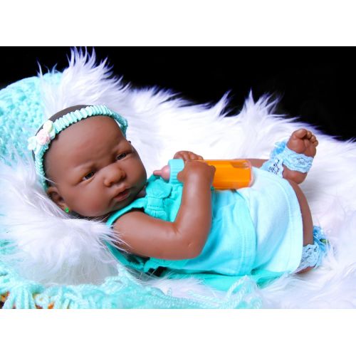  Doll-p My Cute African American Baby Girl Realistic Berenguer 15 inches Anatomically Correct Real Alive Baby Washable Doll Soft Vinyl With Extras Accessories