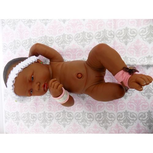  Doll-p My Cute African American Baby Girl Realistic Berenguer 15 inches Anatomically Correct Real Alive Baby Washable Doll Soft Vinyl With Extras Accessories