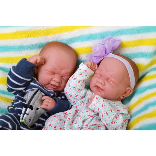  Doll-p Reborn Baby Twins Boy and Girl Preemie with Beautiful Accessories Anatomically Correct Washable...