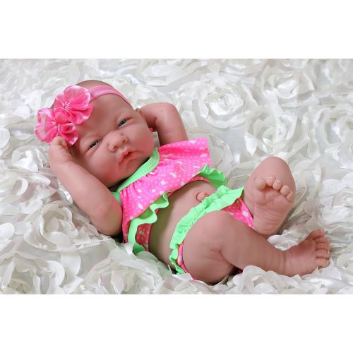  Doll-p Cute Baby Summer Girl with Bikini Realistic Looking Anatomically Correct Preemie Berenguer Newborn Reborn 14 Inches Alive Doll Accessories Fully Washable