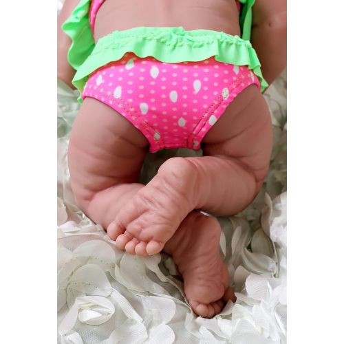  Doll-p Cute Baby Summer Girl with Bikini Realistic Looking Anatomically Correct Preemie Berenguer Newborn Reborn 14 Inches Alive Doll Accessories Fully Washable