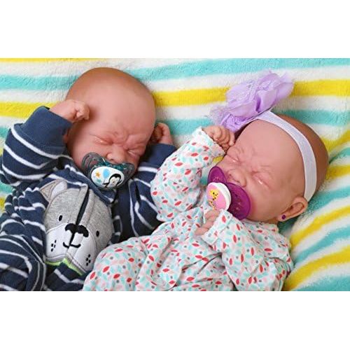  Doll-p Reborn Baby Crying Twins Boy and Girl Preemie with Beautiful Accessories Anatomically Correct...