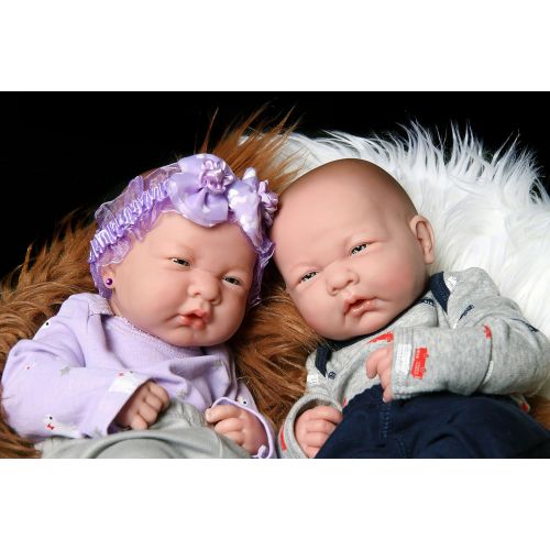  Doll-p Realistic Reborn Cute Babies Twins Boy and Girl Preemie with Beautiful Accessories Anatomically Correct...