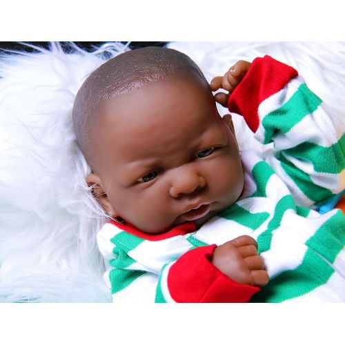  Doll-p Reborn Baby African Boy My Cute Baby Doll Anatomically Correct Lifelike Newborn Pacifier Realistic Beautiful Accessories 15 Inches washable