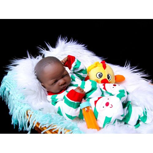  Doll-p Reborn Babies African Boy My Cute Baby Doll Anatomically Correct Lifelike Newborn Pacifier Realistic Beautiful Accessories 15 Inches washable