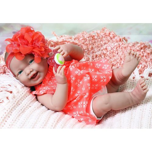  Doll-p Sweet Smiling Baby Preemie Reborn Clothes Correct Doll 15 Real Vinyl Realistic Berenguer Lifelike with Accessories (Anatomically Correct)