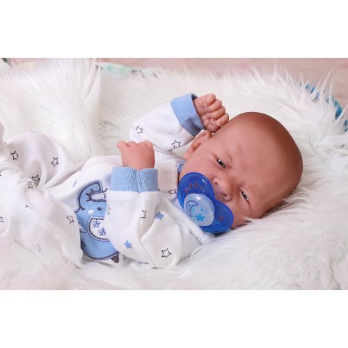  Doll-p My Cute Reborn Baby Boy Doll 14 inches Preemie Newborn with Beautiful Accessories Anatomically Correct Washable Berenguer Real Realistic Soft Vinyl Alive Lifelike Pacifier