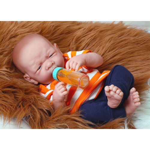  Doll-p My Cute Reborn Baby Boy Doll 14 inches Preemie Newborn with Beautiful Accessories Anatomically Correct Washable Berenguer Real Realistic Soft Vinyl Alive Lifelike Pacifier