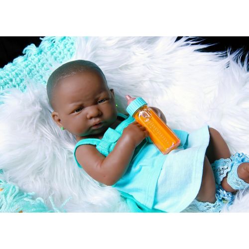  Doll-p Cute African American Baby Girl Realistic Berenguer 15 inches Anatomically Correct Real Alive Baby Washable Doll Soft Vinyl with Extras Accessories