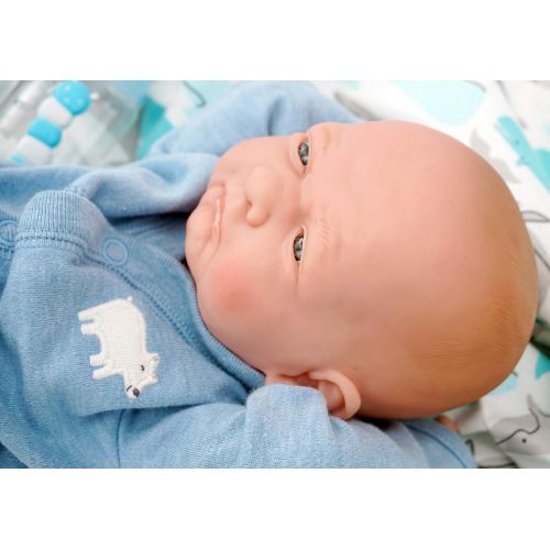  Doll-p Handsome Cute Baby Doll So Realistic with Blue Eyes Reborn Boy Anatomically Correct Washable...