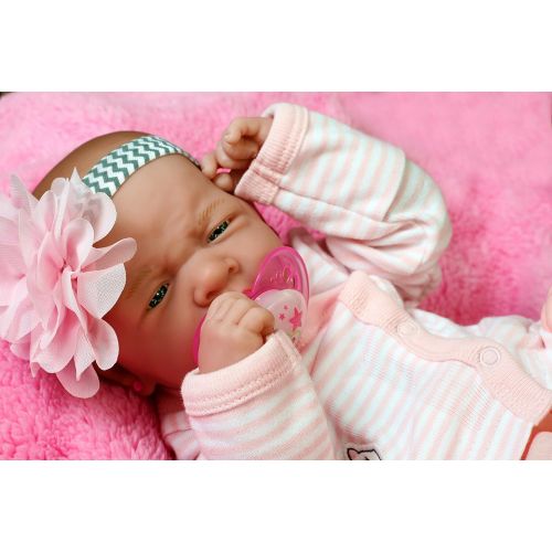  Doll-p Reborn Baby Girl Preemie with Beautiful Accessories Anatomically Correct Washable Berenguer 14 inches Real Realistic Soft Vinyl Alive Lifelike Pacifier Doll Super Combo Price