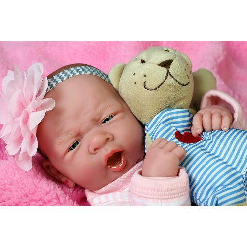  Doll-p Reborn Baby Girl Preemie with Beautiful Accessories Anatomically Correct Washable Berenguer 14 inches Real Realistic Soft Vinyl Alive Lifelike Pacifier Doll Super Combo Price