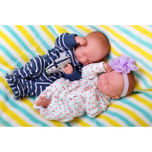  Doll-p Realistic Reborn Baby Twins boy and Girl Preemie with Beautiful Accessories Anatomically Correct Washable Berenguer 14 Real Soft Vinyl Lifelike Pacifier Doll Super Combo Price