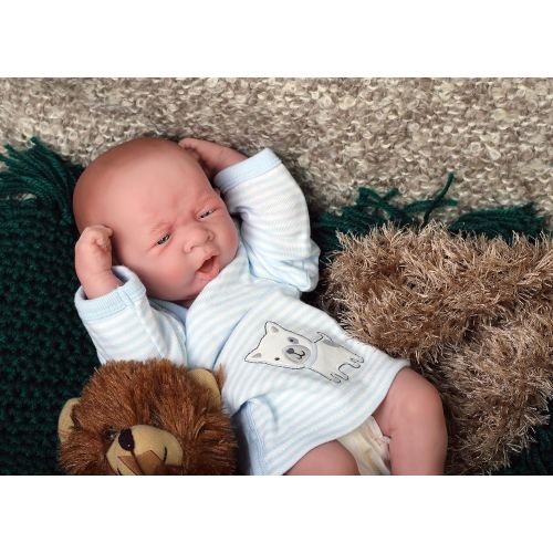  Doll-p My Cute Reborn Baby Boy Doll 14” inches Preemie Newborn with Beautiful Accessories Anatomically Correct Washable Berenguer Real Realistic Soft Vinyl Alive Lifelike Pacifier (Cute B