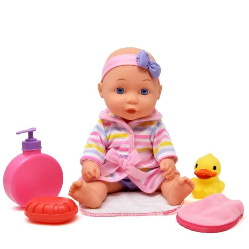  Dolls To Play Baby Doll Bathtub - Tub Set Featuring 12 All Vinyl Doll, Bath Tub with Detachable Shower Spray, Washcloth, Toy Soap Bottle and Shower Gel, and Rubber Duck, The Best Doll Bath Toy S
