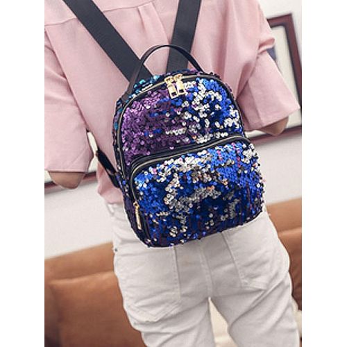  Dolores Sequins PU Leather Backpack Fashion School Bag Casual Daypack Travel Satchel