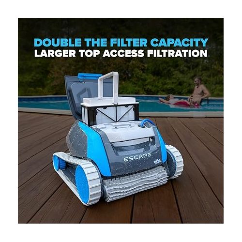  Dolphin Escape Robotic Pool Cleaner (2024 Model) ? Massive Top-Loading Filter, Dual Motors, HyperBrush, HyperGrip Tracks, Smart Navigation ? for above Ground & In-Ground Pools up to 33ft