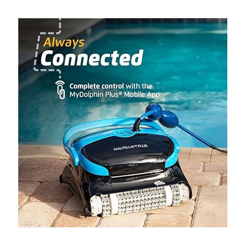  Dolphin Nautilus CC Plus Wi-Fi Automatic Robotic Pool Vacuum Cleaner, Wall Climbing Scrubber Brush, Smart Navigation, Ideal for In-Ground Pools up to 50 FT in Length