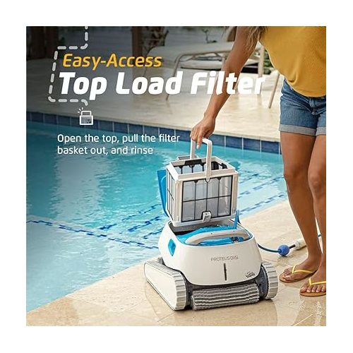  Dolphin Proteus DX5i Wi-Fi Automatic Robotic Pool Vacuum Cleaner, Wall Climbing, Waterline Scrubber Brush, Ideal for In-Ground Pool up to 50 FT in Length