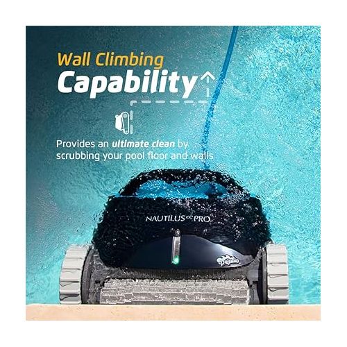  Dolphin Nautilus CC Pro Wi-Fi Automatic Robotic Pool Vacuum Cleaner, Wall Climbing, Waterline Scrubber Brush, Ideal for In-Ground Pools up to 50 FT in Length