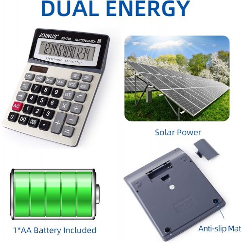  Dolymi Large 14-Digit LCD Display Desktop Calculator with Check & Correct Function, Solar Battery Dual Power Calculator, Large Computer Keys Electronics Calculator for Office School Calcu