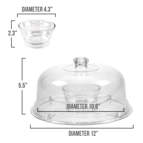  Dome Cake Stand | 6 in 1 Multifunctional 12 Inch Serving Platter with Crystal Clear Acrylic Display for Dessert Tray Fruit Cookie Sweets Muffin Salad Server Punch Bowl for Weddings