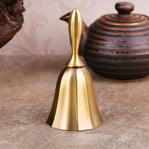  DomeStar Hand Bell, 2PCS Call Bell Wedding Bell Dinner Bell Golden and Pewter Classroom Bell for Kid