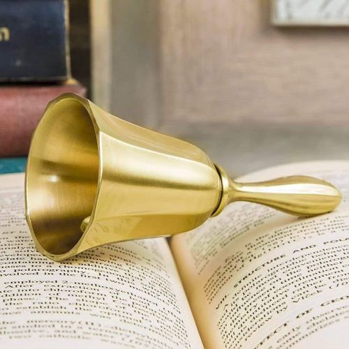  DomeStar Hand Bell, 2PCS Call Bell Wedding Bell Dinner Bell Golden and Pewter Classroom Bell for Kid