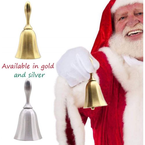  DomeStar Hand Bell, 2PCS Call Bell Wedding Bell Dinner Bell Golden and Pewter Classroom Bell for Kid