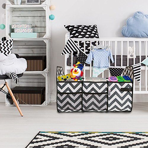  Domestic Diva LA Collapsible Nursery Closet Auto Trunk Storage Bin & Organizer Car Caddy Best Portable Foldable Easy Clean Cloth Container To Store Travel & Carry More Toys Diapers Groceries Dog &