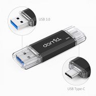Domido 128GB Dual Flash Drive (USB A-3.0USB C-3.1) USB Drive 3.0 OTG Type C High Speed USB Memory Disk Compatibal for USB C Cell Phones, Tablets, PC & New MacBook (128gb Black)