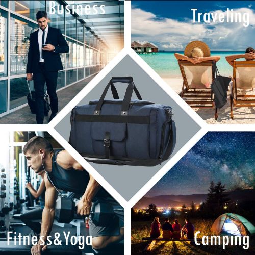  Domila Travel Duffel Bag, Oversize Carry-on Luggage Tote Gym Bag Overnight Weekender Bag with Shoes Compartment for Men