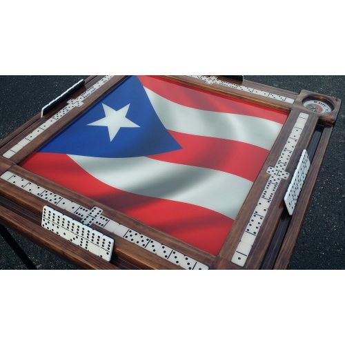  Domino Tables by Art Puerto Rican Flag Domino Table with Bacardi Cup Holder