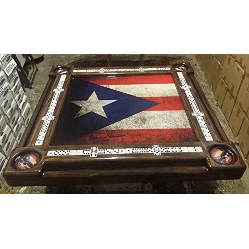  Vintage PR Flag Domino Table with PR Skull Cup Holder by Domino Tables by Art