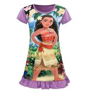 Domiray Moana Comfy Loose Fit Pajamas Girls Printed Cartoon Princess Dress