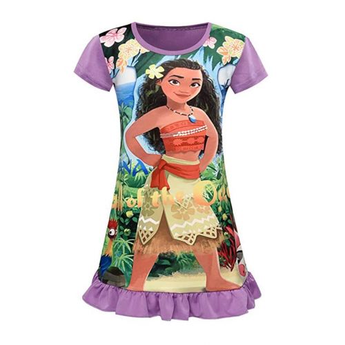  Domiray Moana Comfy Loose Fit Pajamas Girls Printed Cartoon Princess Dress