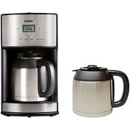 Domo Edelstahl Kaffemaschine mit Timer und Zusatz-Thermoskannen 1,2 Liter, 1000W