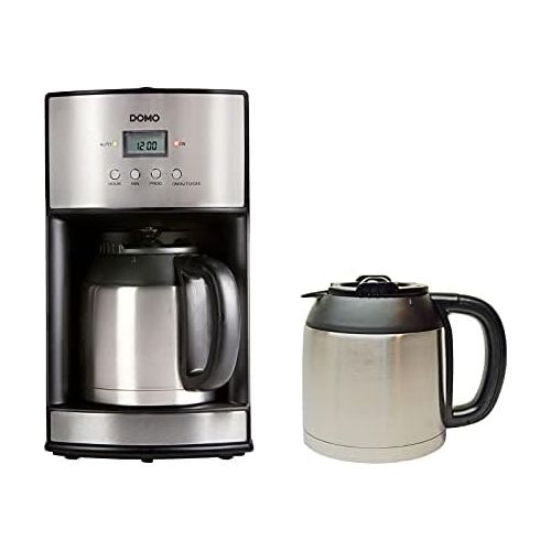  Domo Edelstahl Kaffemaschine mit Timer und Zusatz-Thermoskannen 1,2 Liter, 1000W