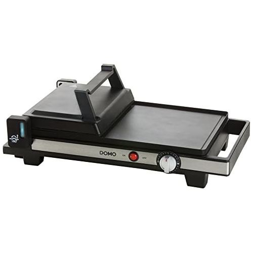  Domo DOMO DO9238G 2in1 Teppan Yaki Tischgrill, Flache Bratplatte und Grill mit Rillen - Grillflache 40 x 25 cm, erweiterbar durch 180° Drehung