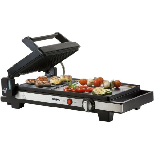  Domo DOMO DO9238G 2in1 Teppan Yaki Tischgrill, Flache Bratplatte und Grill mit Rillen - Grillflache 40 x 25 cm, erweiterbar durch 180° Drehung