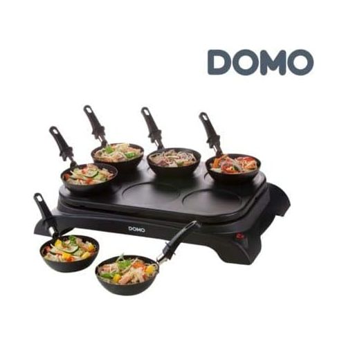  Domo DOM5411397124920 DO8710W 2-in-1 Wok und Kochplatte, 1000 W, schwarz