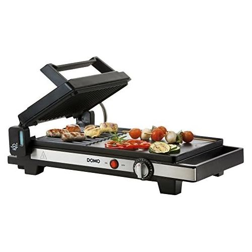  DOMO DO9238G 2in1 Teppan Yaki Tischgrill, Flache Bratplatte und Grill mit Rillen - Grillflache 40 x 25 cm, erweiterbar durch 180° Drehung