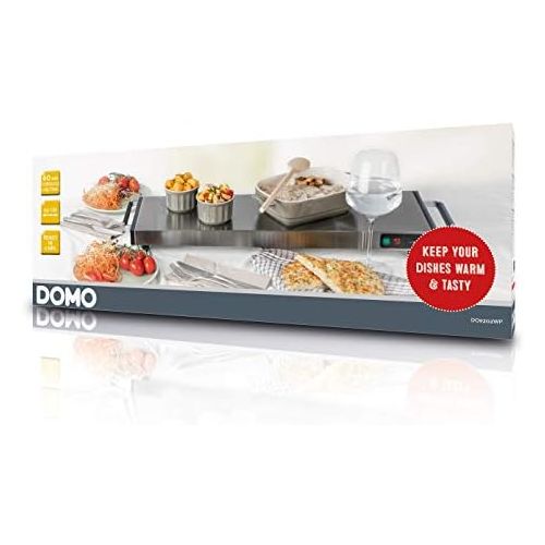  Domo Elektrische Edelstahl Warmhalteplatte 60x20cm kabellos, 60Min. Warmhaltefunktion - 1200 Watt